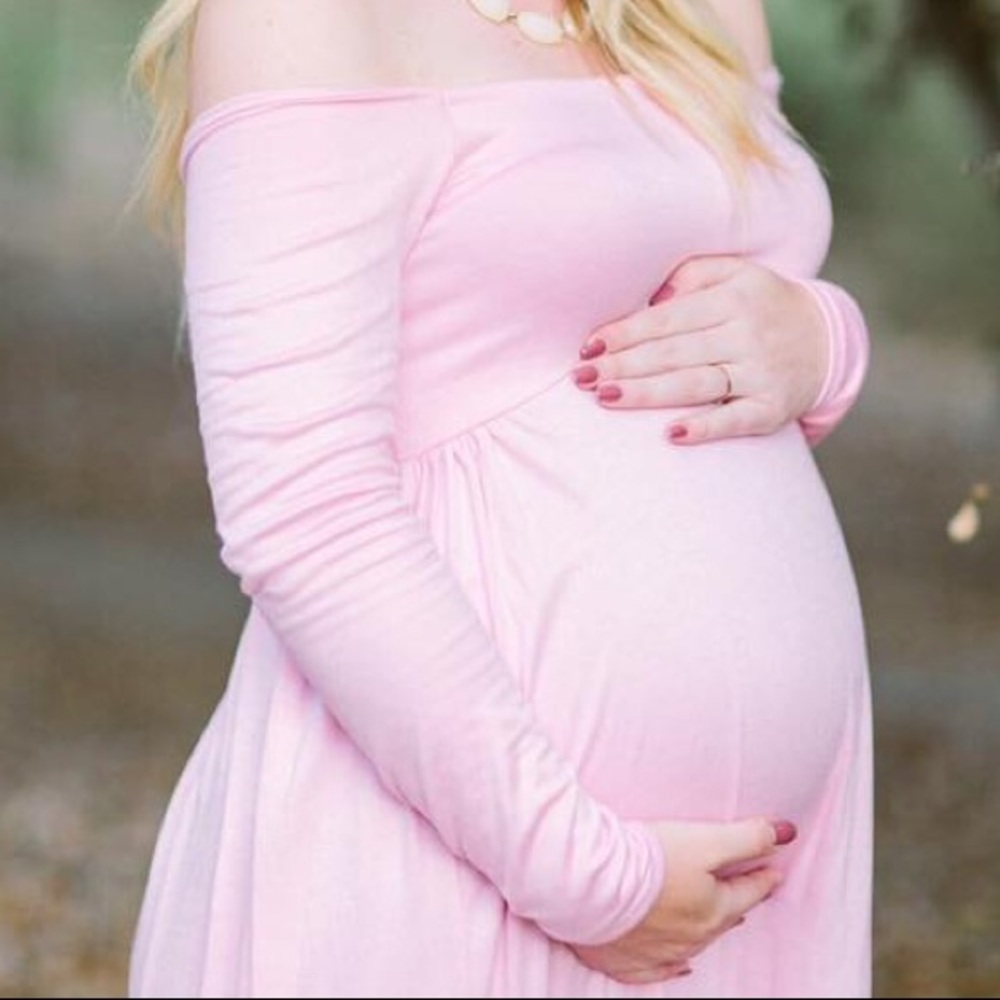Pink maternity photoshoot dress